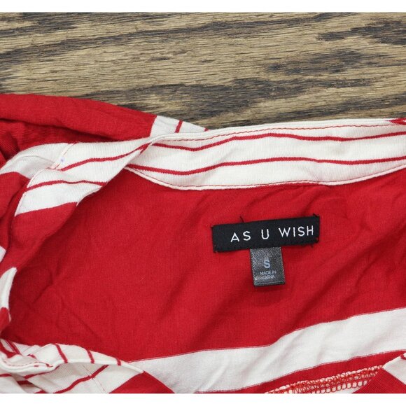 NWT As U Wish Juniors Striped Drawstring T-Shirt Dress Red Stripe S - Picture 6 of 7
